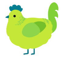 A lime and grass chicken with a neck-band pattern