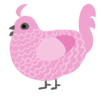 A pink chicken with a lace pattern