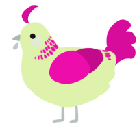 A apple and fuchsia chicken with a neck-band pattern