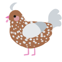 A brown and mist chicken with a speckle pattern