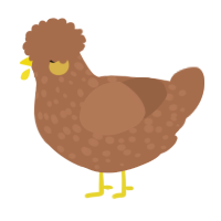 A brown chicken with a speckle pattern
