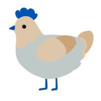 A silver and beige chicken with a head pattern