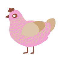 A pink and beige chicken with a lace pattern