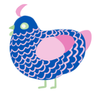 Madoka, a ultramarine and pink chicken with a lace pattern
