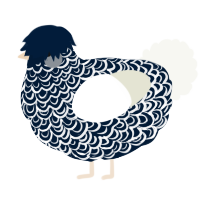 A tumblr and white chicken with a double-lace pattern