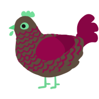 A bark and maroon chicken with a lace pattern