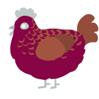 A maroon and russet chicken with a half-lace pattern