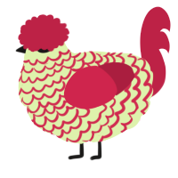 A apple and crimson chicken with a lace pattern