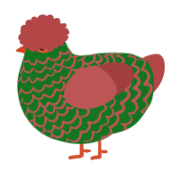 Cinapple pie, a leaf and red chicken with a lace pattern