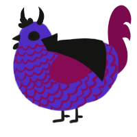 Mulberry, a indigo and wine chicken with a lace pattern
