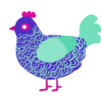 A indigo and mint chicken with a double-lace pattern
