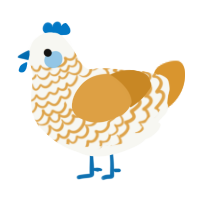 A white and orange chicken with a lace pattern