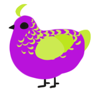 A amethyst and lime chicken with a half-lace pattern