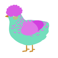 A mint and orchid chicken with a half-lace pattern