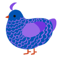 A ultramarine and blurple chicken with a lace pattern