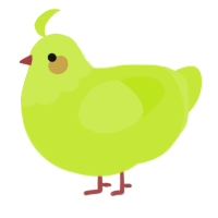 A lime chicken with a head pattern