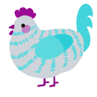 A mist and aqua chicken with a bar pattern