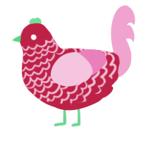 A crimson and pink chicken with a lace pattern