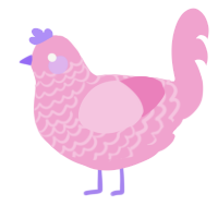 A pink chicken with a lace pattern