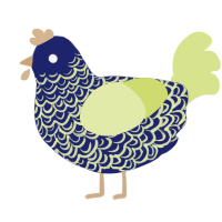 (unnamed), a navy and lemon chicken with a double-lace pattern