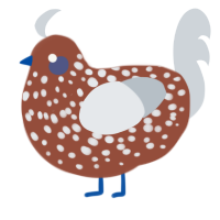 Head Empty, a russet and mist chicken with a speckle pattern