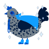 A ash and tumblr chicken with a speckle pattern