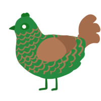 A viridian and brown chicken with a lace pattern