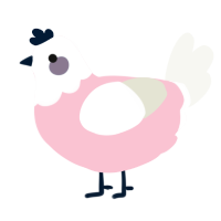 A rose and white chicken with a head pattern