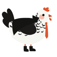 A white and sable chicken with a half-lace pattern