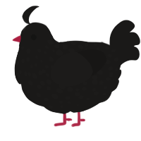 A sable chicken with a speckle pattern