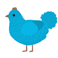 A cerulean chicken with a lace pattern