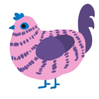 A pink and overcast chicken with a bar pattern