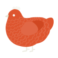 A vermilion chicken with a lace pattern