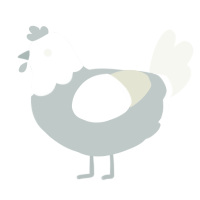 A silver and white chicken with a head pattern