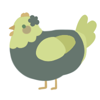 A ultramarine and grass chicken with a head pattern