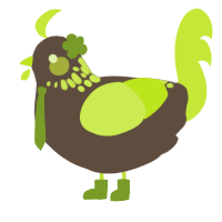 A bark and lime chicken with a neck-speckle pattern