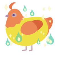 Aonani, a yellow and vermilion chicken with a head pattern