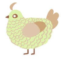 A apple and beige chicken with a lace pattern
