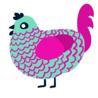 Divine Architect, a mint and fuchsia chicken with a lace pattern