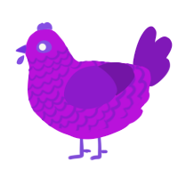 A amethyst and violet chicken with a lace pattern