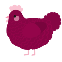 A maroon chicken with a lace pattern