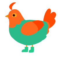 Claus, a sea and red chicken with a head pattern