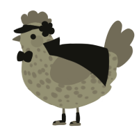 A ash and grey chicken with a speckle pattern