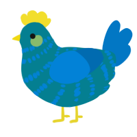 Aurora, a sea and sapphire chicken with a bar pattern