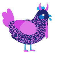 A navy and orchid chicken with a double-lace pattern