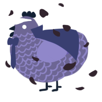 A overcast and indigo chicken with a lace pattern