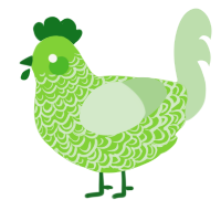 A grass and gluppy chicken with a double-lace pattern
