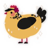 A honey and sable chicken with a neck-speckle pattern