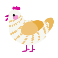 A white and honey chicken with a bar pattern