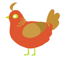 A vermilion and gold chicken with a neck-band pattern